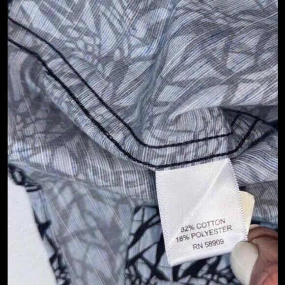 Rowm Geometric Designer Printed Button Up Long Sleeve Polo Large Tall - Picture 6 of 10